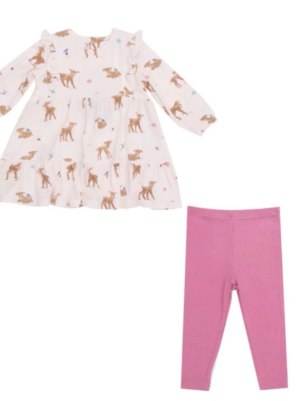 NWT Angel Dear Bamboo Girl Deer Print Dress with Pink Leggings